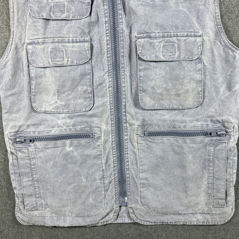 Vtg 80's Banana Republic Safari Vest Jacket Mens XS Photography Pack Away Hood - Picture 8 of 16